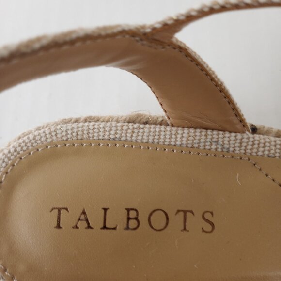 Talbots Pamela Bow Linen Espadrille Wedge Sandals Beige Metallic - Picture 7 of 9